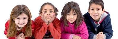 Children pose for a photo after dental check ups in Pikesville, MD