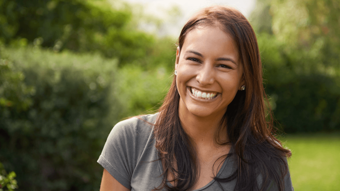 Lady smiling after professional teeth whitening at Naylors Court Dental Partners
